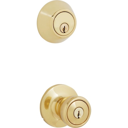 Steel Pro Polished Brass Deadbolt and Door Knob Combo BR7B91B